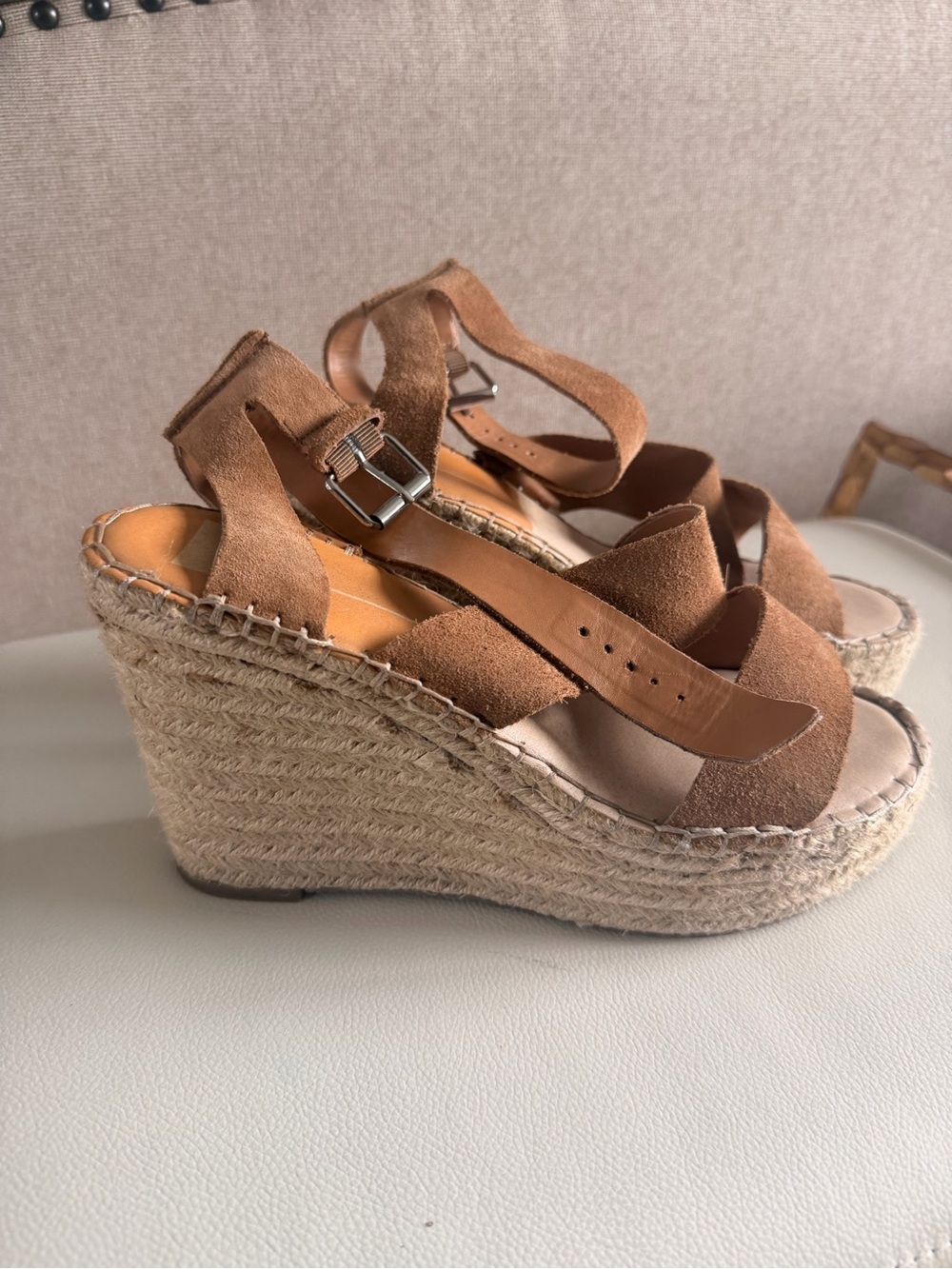 Dolce Vita Tan Suede Espadrille Wedge Sandals